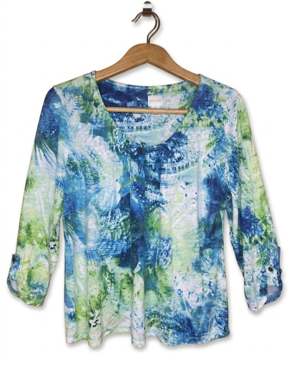 CHICO'S Watercolor Abstract Print Blouse - Size Large